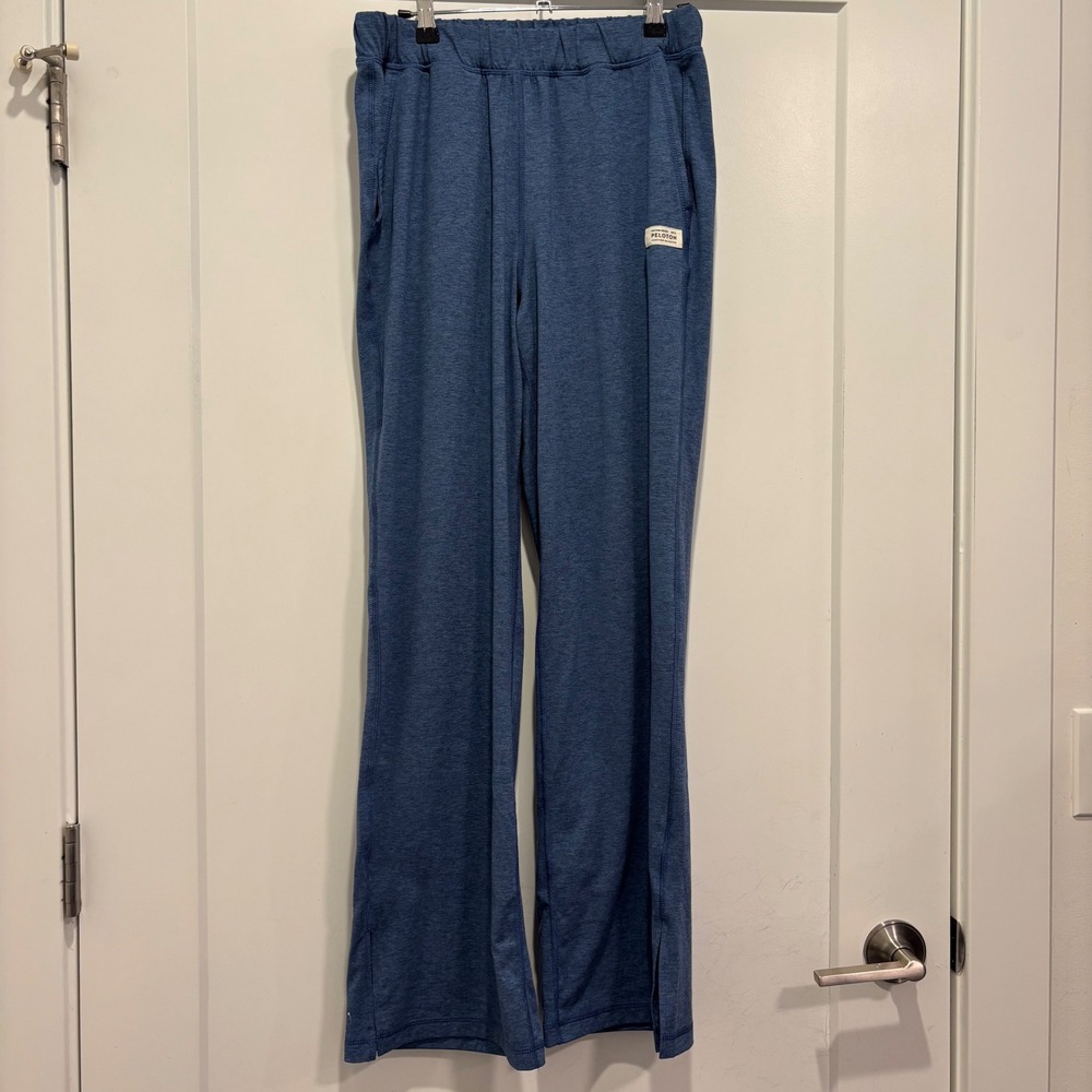 Peloton Womens Blue Heathered Wide Leg Athletic Lounge Pants Small Side Slit